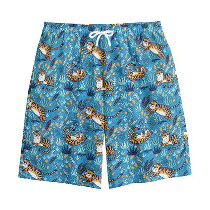 Cartoon Tiger Pattern Print Cotton Shorts
