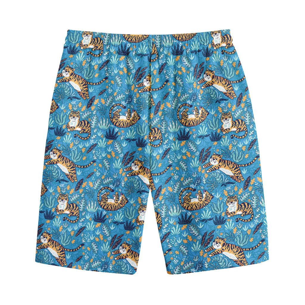 Cartoon Tiger Pattern Print Cotton Shorts