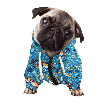 Cartoon Tiger Pattern Print Dog Zip Up Hoodie