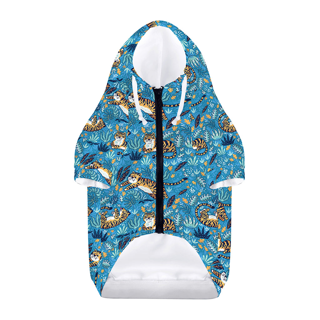 Cartoon Tiger Pattern Print Dog Zip Up Hoodie