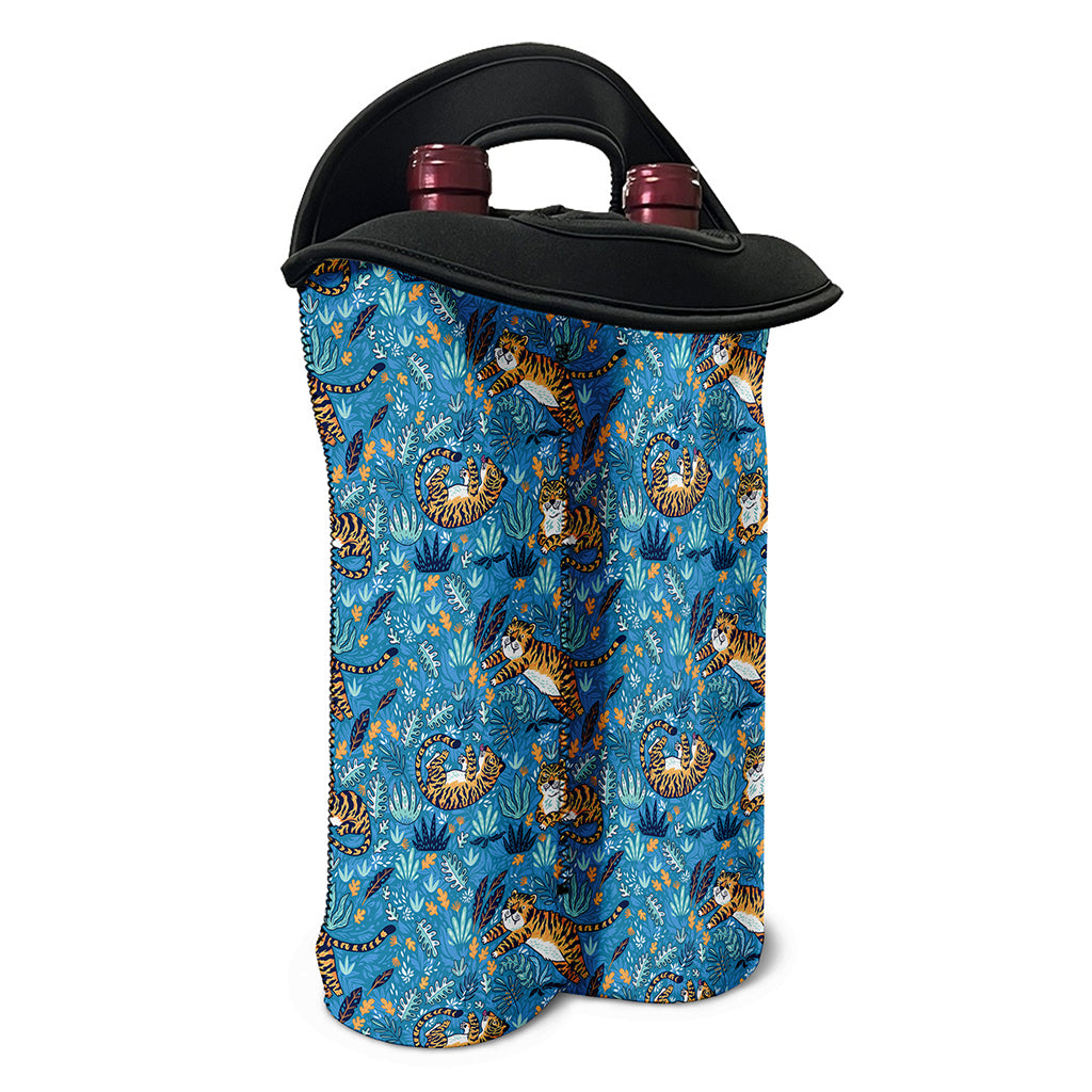 Cartoon Tiger Pattern Print Double Neoprene Wine Tote