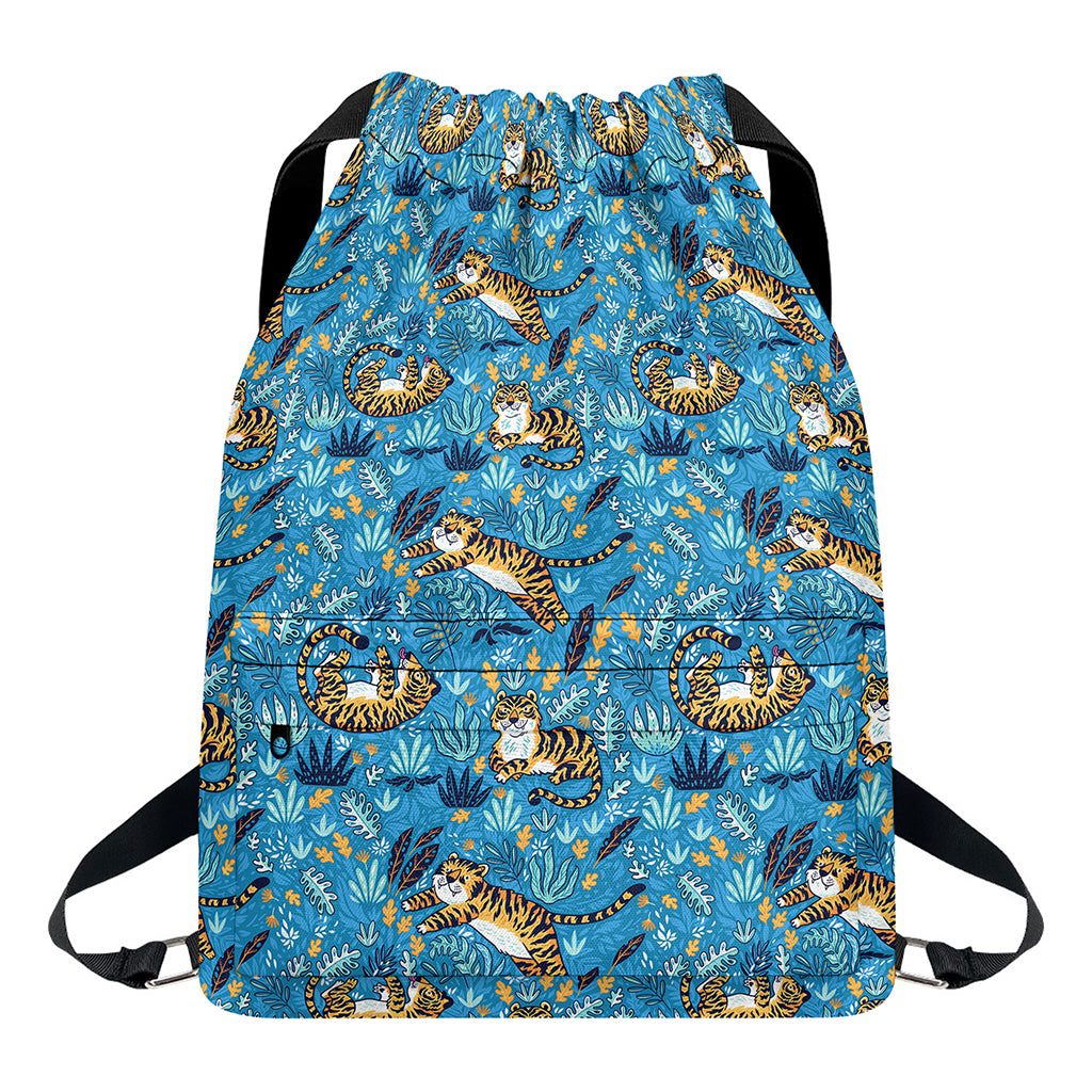 Cartoon Tiger Pattern Print Drawstring Backpack