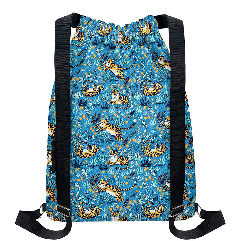Cartoon Tiger Pattern Print Drawstring Backpack