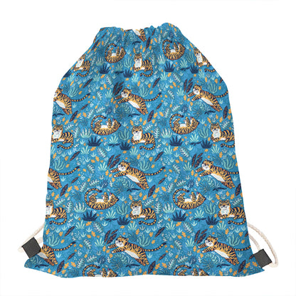 Cartoon Tiger Pattern Print Drawstring Bag
