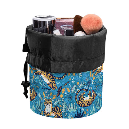 Cartoon Tiger Pattern Print Drawstring Makeup Bag