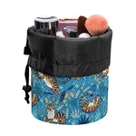 Cartoon Tiger Pattern Print Drawstring Makeup Bag
