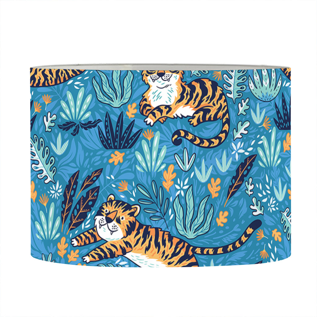 Cartoon Tiger Pattern Print Drum Lamp Shade