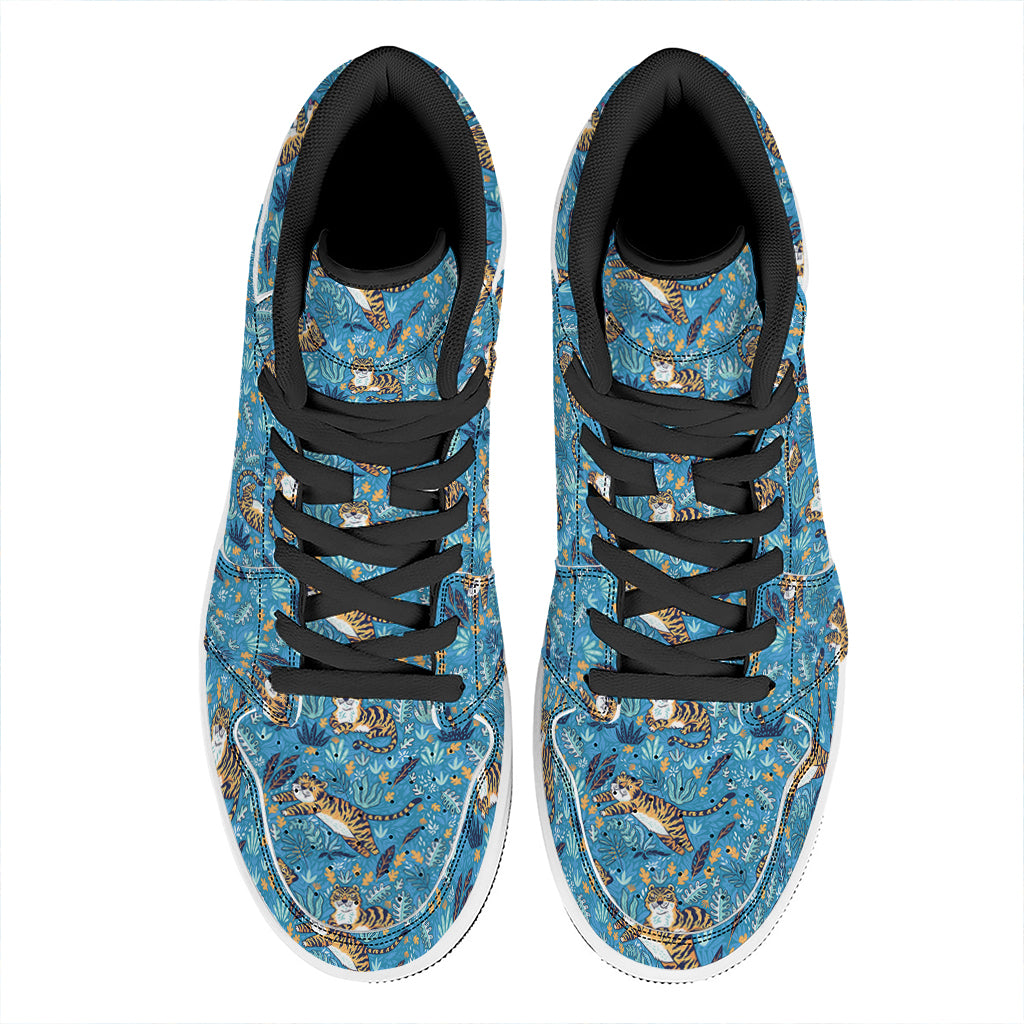 Cartoon Tiger Pattern Print High Top Leather Sneakers