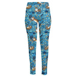 Cartoon Tiger Pattern Print High-Waisted Pocket Leggings
