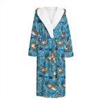 Cartoon Tiger Pattern Print Hooded Bathrobe