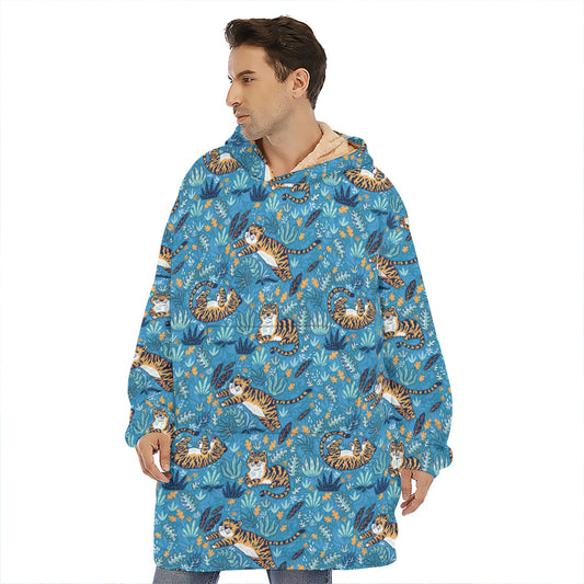 Cartoon Tiger Pattern Print Hoodie Blanket