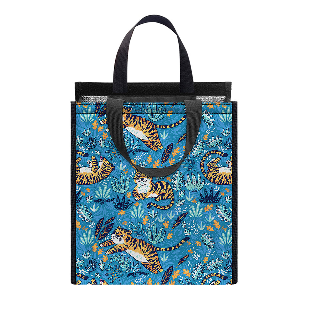 Cartoon Tiger Pattern Print Insulated Lunch Tote