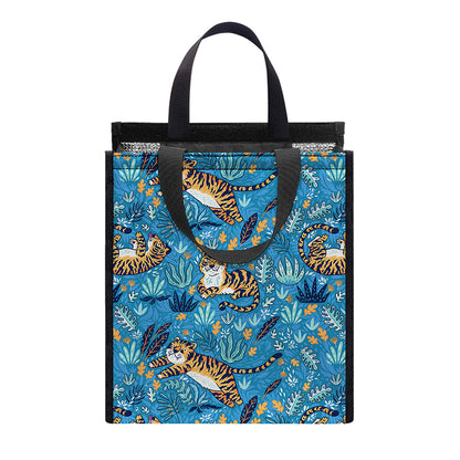 Cartoon Tiger Pattern Print Insulated Lunch Tote