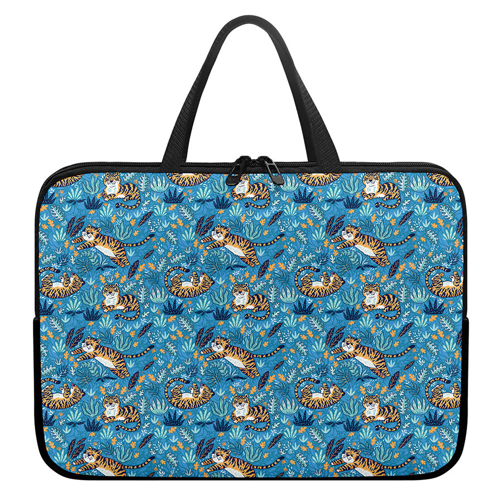 Cartoon Tiger Pattern Print Laptop Sleeve With Handle