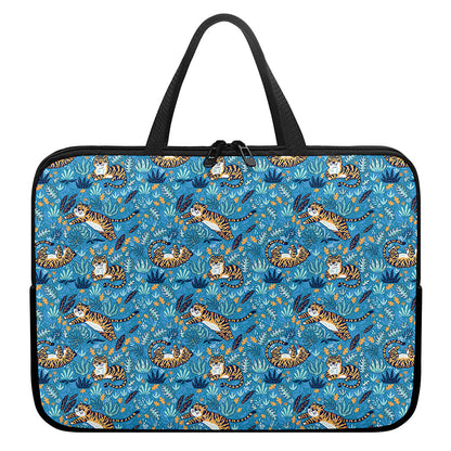 Cartoon Tiger Pattern Print Laptop Sleeve With Handle