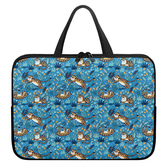 Cartoon Tiger Pattern Print Laptop Sleeve With Handle
