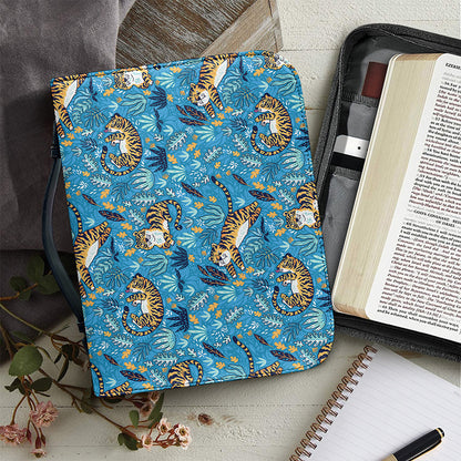 Cartoon Tiger Pattern Print Leather Bible Cover