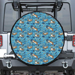 Cartoon Tiger Pattern Print Leather Spare Tire Cover