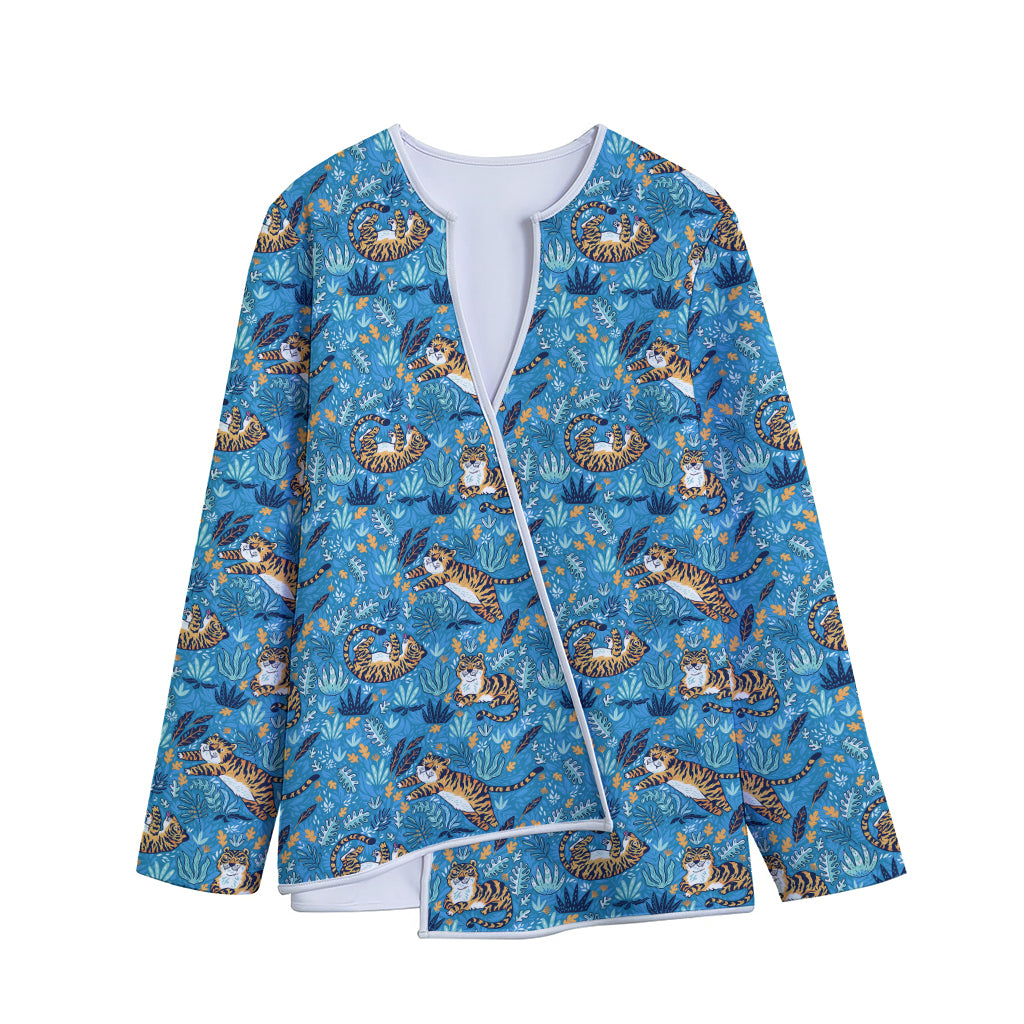 Cartoon Tiger Pattern Print Long Sleeve Short Coat