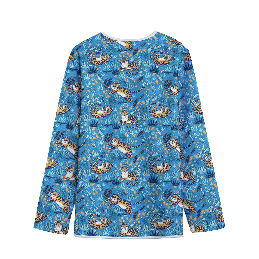 Cartoon Tiger Pattern Print Long Sleeve Short Coat