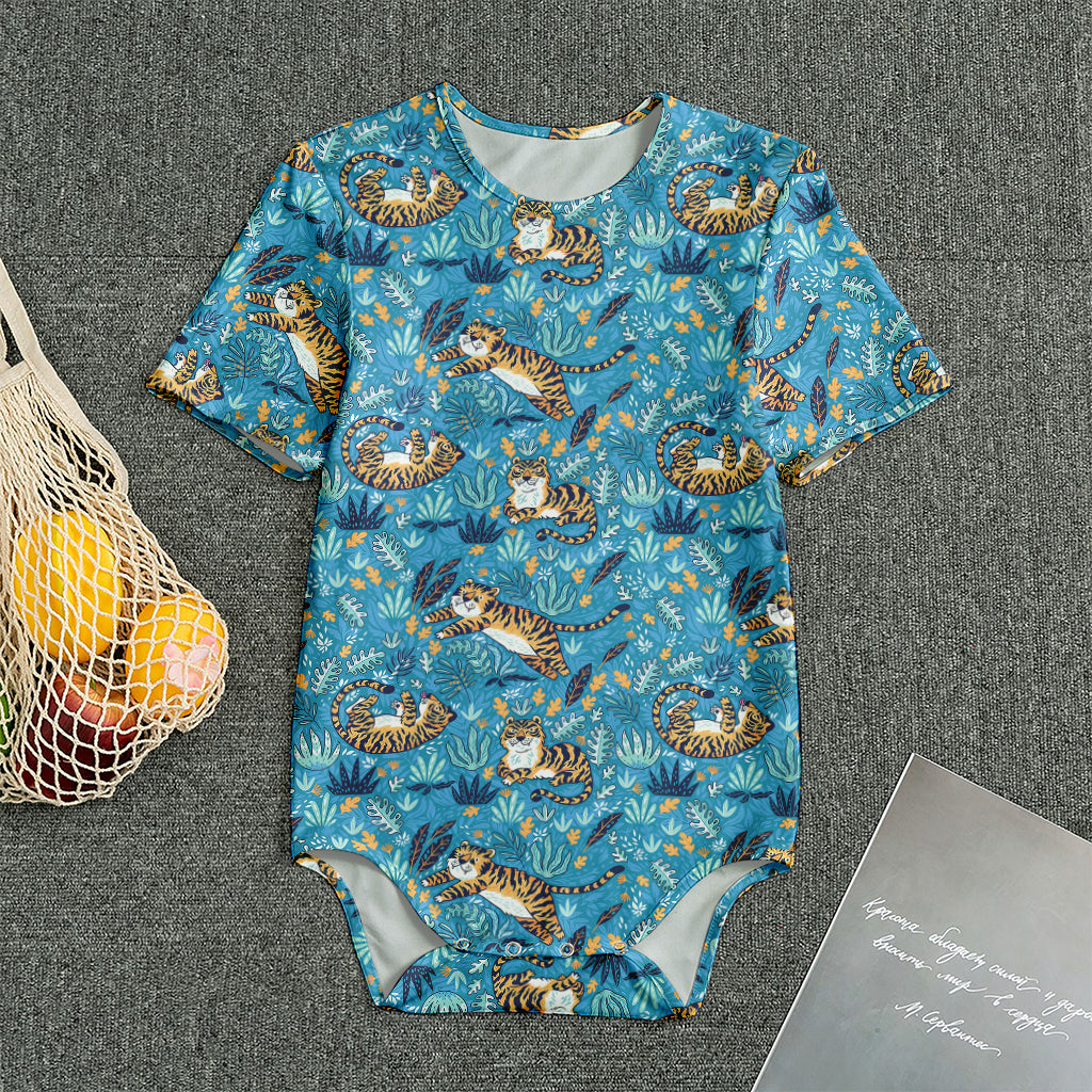 Cartoon Tiger Pattern Print Men's Bodysuit