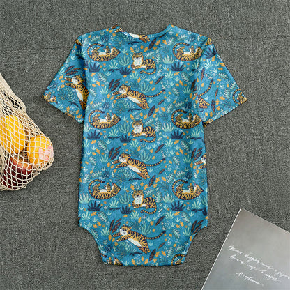 Cartoon Tiger Pattern Print Men's Bodysuit
