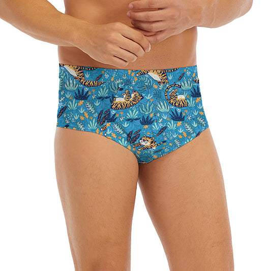 Cartoon Tiger Pattern Print Men's Briefs