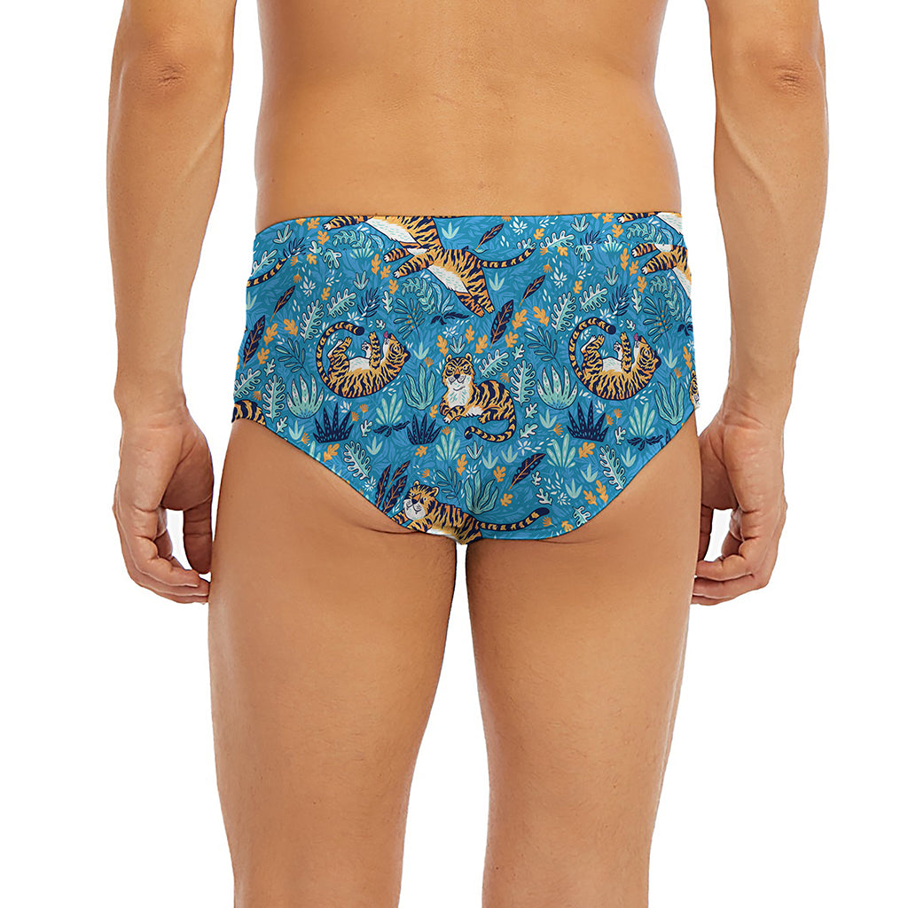 Cartoon Tiger Pattern Print Men's Briefs