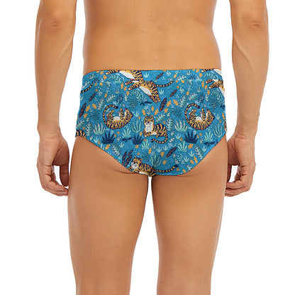 Cartoon Tiger Pattern Print Men's Briefs