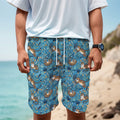 Cartoon Tiger Pattern Print Men's Cargo Shorts