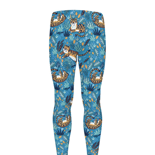 Cartoon Tiger Pattern Print Men's leggings