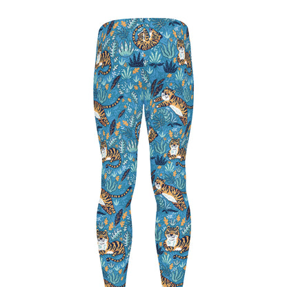 Cartoon Tiger Pattern Print Men's leggings