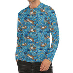Cartoon Tiger Pattern Print Men's Long Sleeve Rash Guard
