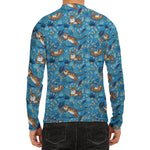 Cartoon Tiger Pattern Print Men's Long Sleeve Rash Guard