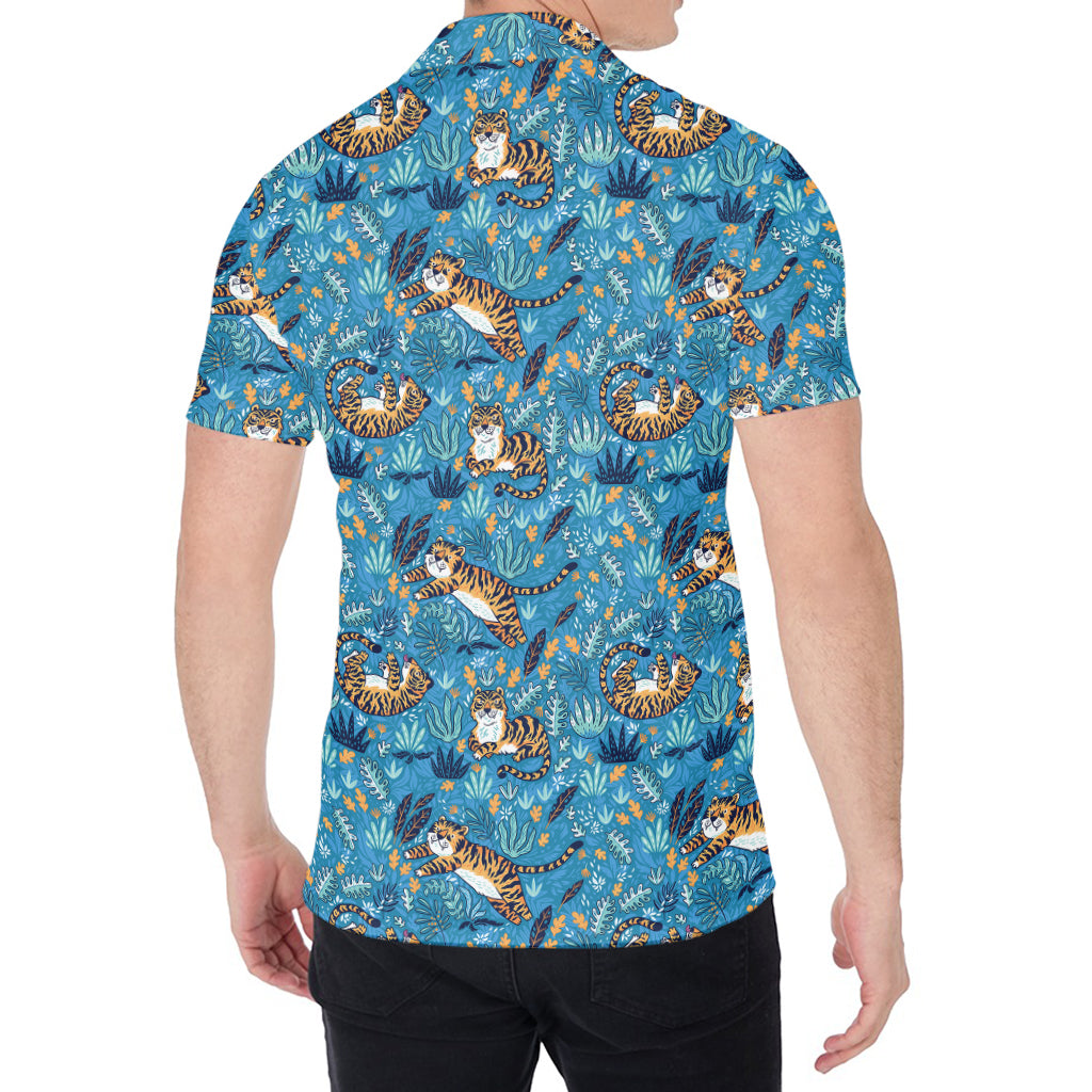 Cartoon Tiger Pattern Print Men's Shirt