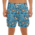 Cartoon Tiger Pattern Print Men's Split Running Shorts