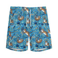 Cartoon Tiger Pattern Print Men's Athletic Shorts