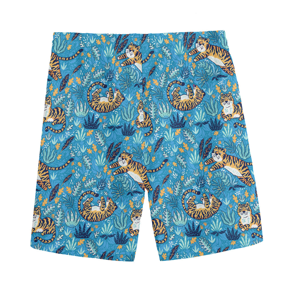Cartoon Tiger Pattern Print Men's Sports Shorts