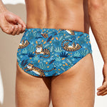 Cartoon Tiger Pattern Print Men's Swim Briefs