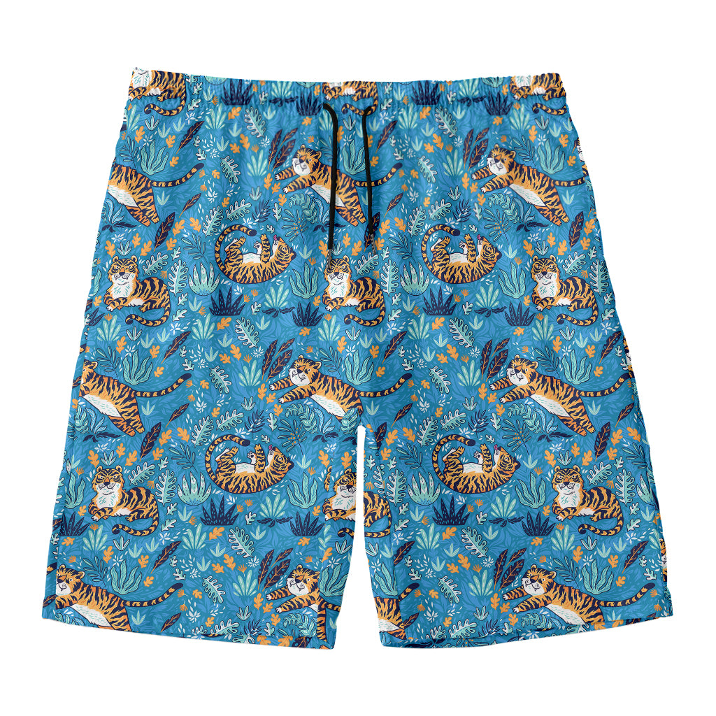 Cartoon Tiger Pattern Print Men's Swim Trunks