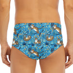 Cartoon Tiger Pattern Print Men's Triangle Swim Briefs