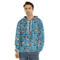 Cartoon Tiger Pattern Print Men's Velvet Pullover Hoodie