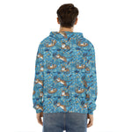 Cartoon Tiger Pattern Print Men's Velvet Pullover Hoodie