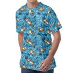 Cartoon Tiger Pattern Print Men's Velvet T-Shirt