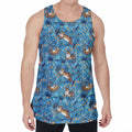 Cartoon Tiger Pattern Print Men's Velvet Tank Top