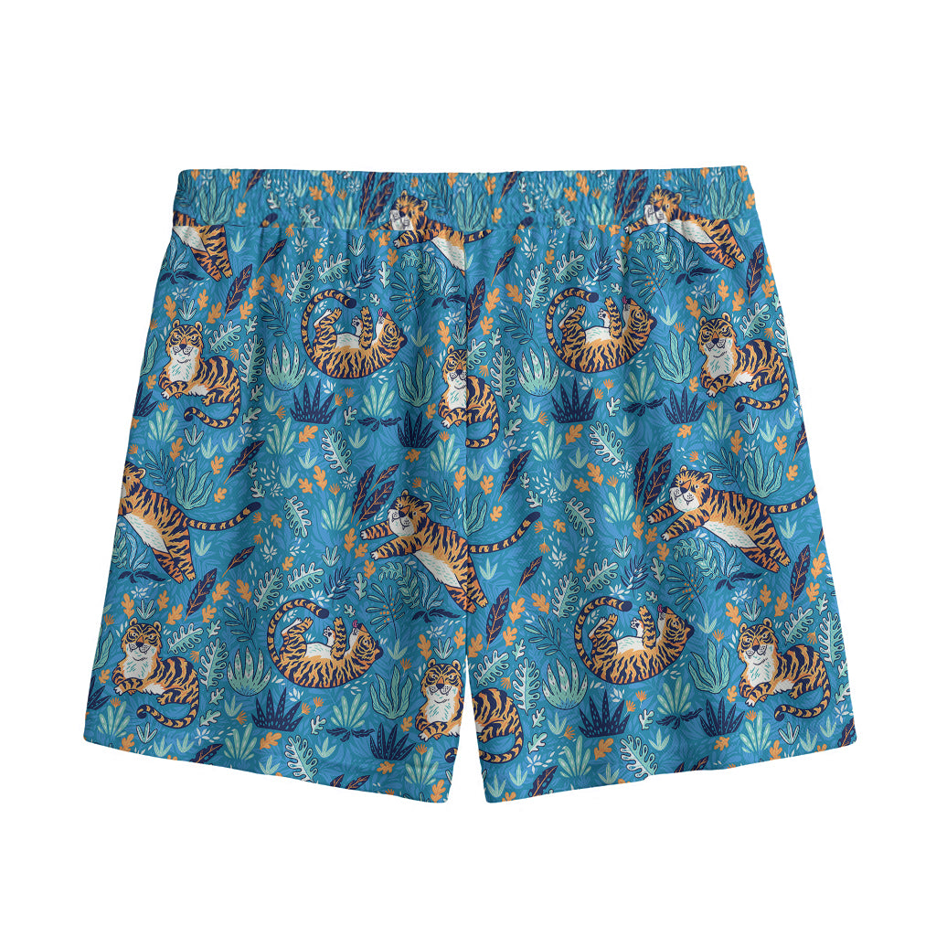 Cartoon Tiger Pattern Print Mesh Shorts