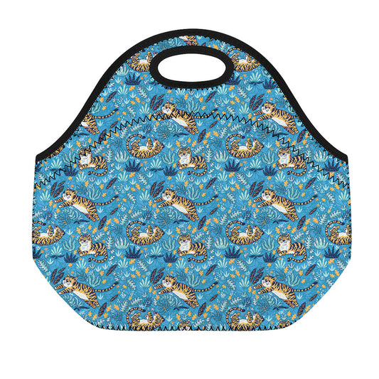 Cartoon Tiger Pattern Print Neoprene Lunch Bag