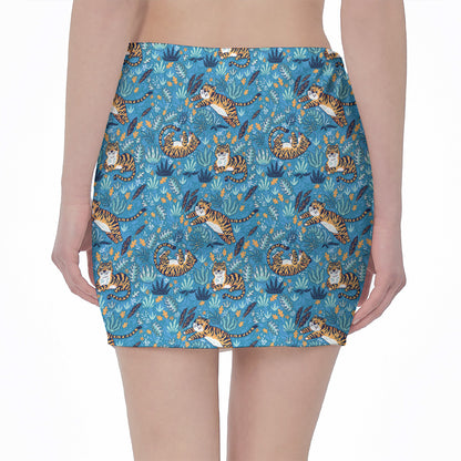 Cartoon Tiger Pattern Print Pencil Mini Skirt