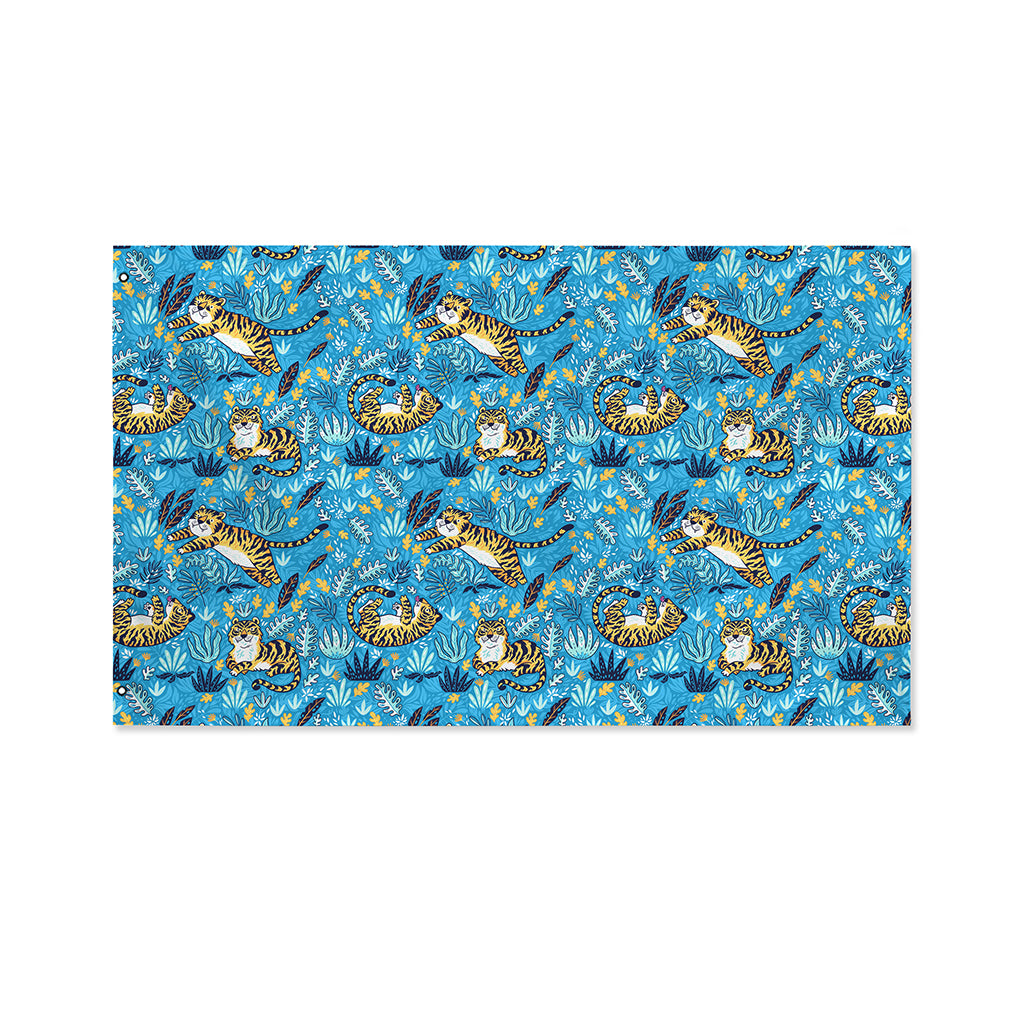 Cartoon Tiger Pattern Print Polyester Flag