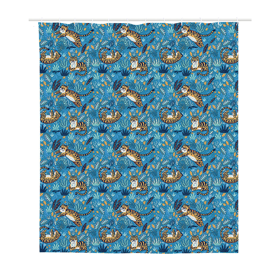 Cartoon Tiger Pattern Print Polyester Shower Curtain
